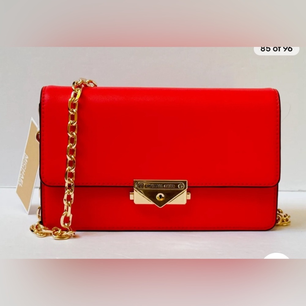 🌸MICHAEL KORS CECE MEDIUM VEGAN LEATHER SHOULDER CROSSBODY CLUTCH in DK Sangria